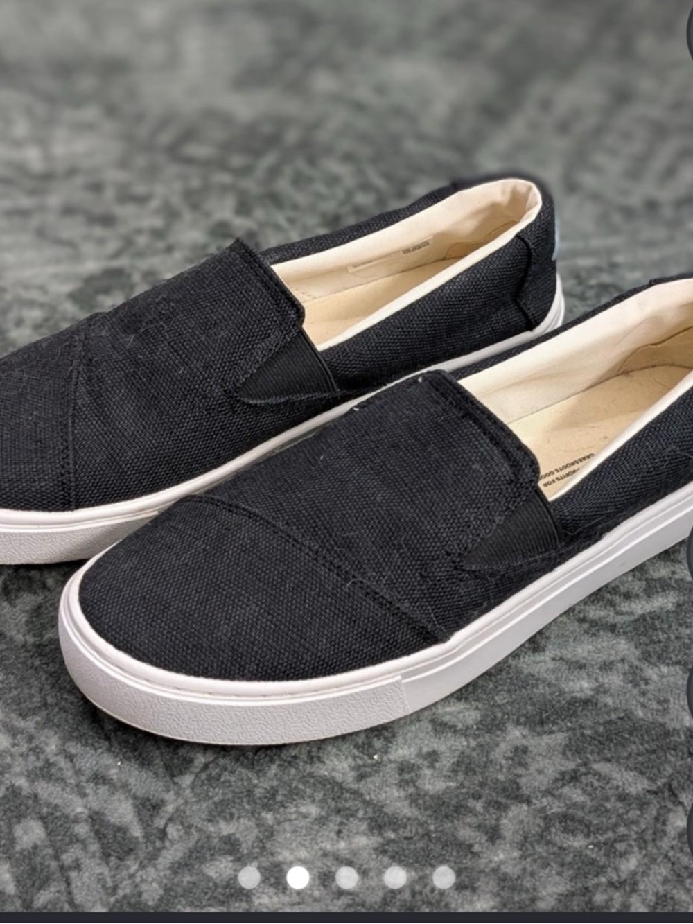 Toms Black Canvas Slip-On Loafers for Women gently used